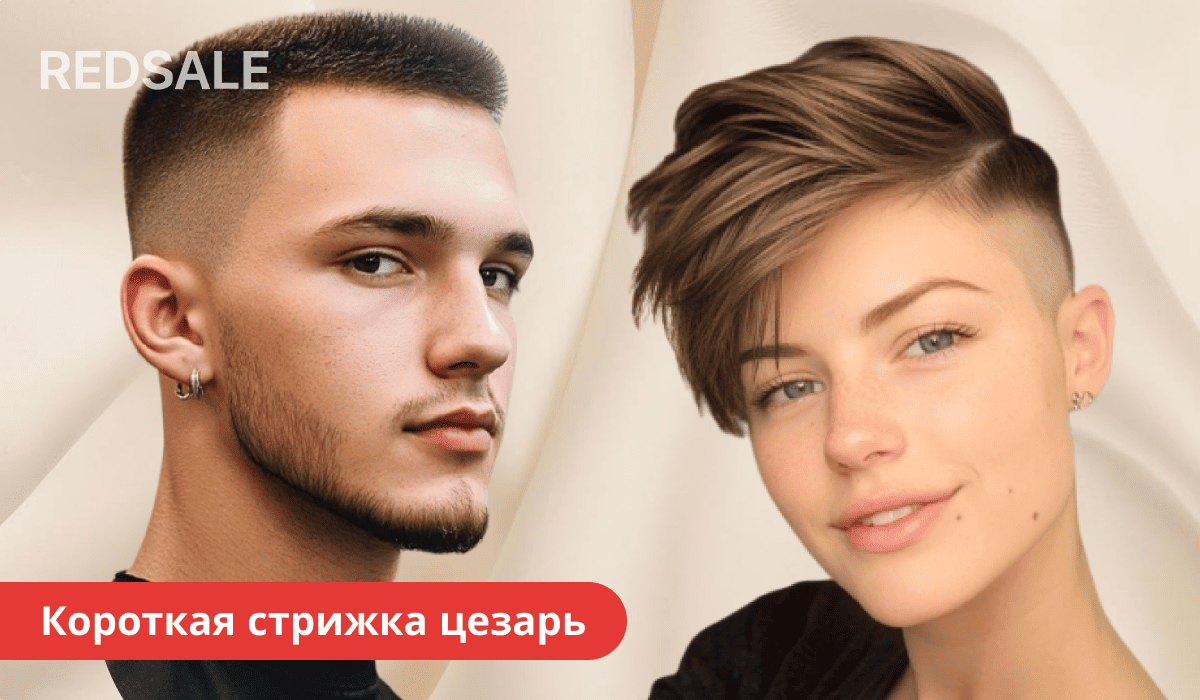 Стрижка Цезарь — короткие волосы с геометрической чёлкой, подчеркивающая строгий образ.