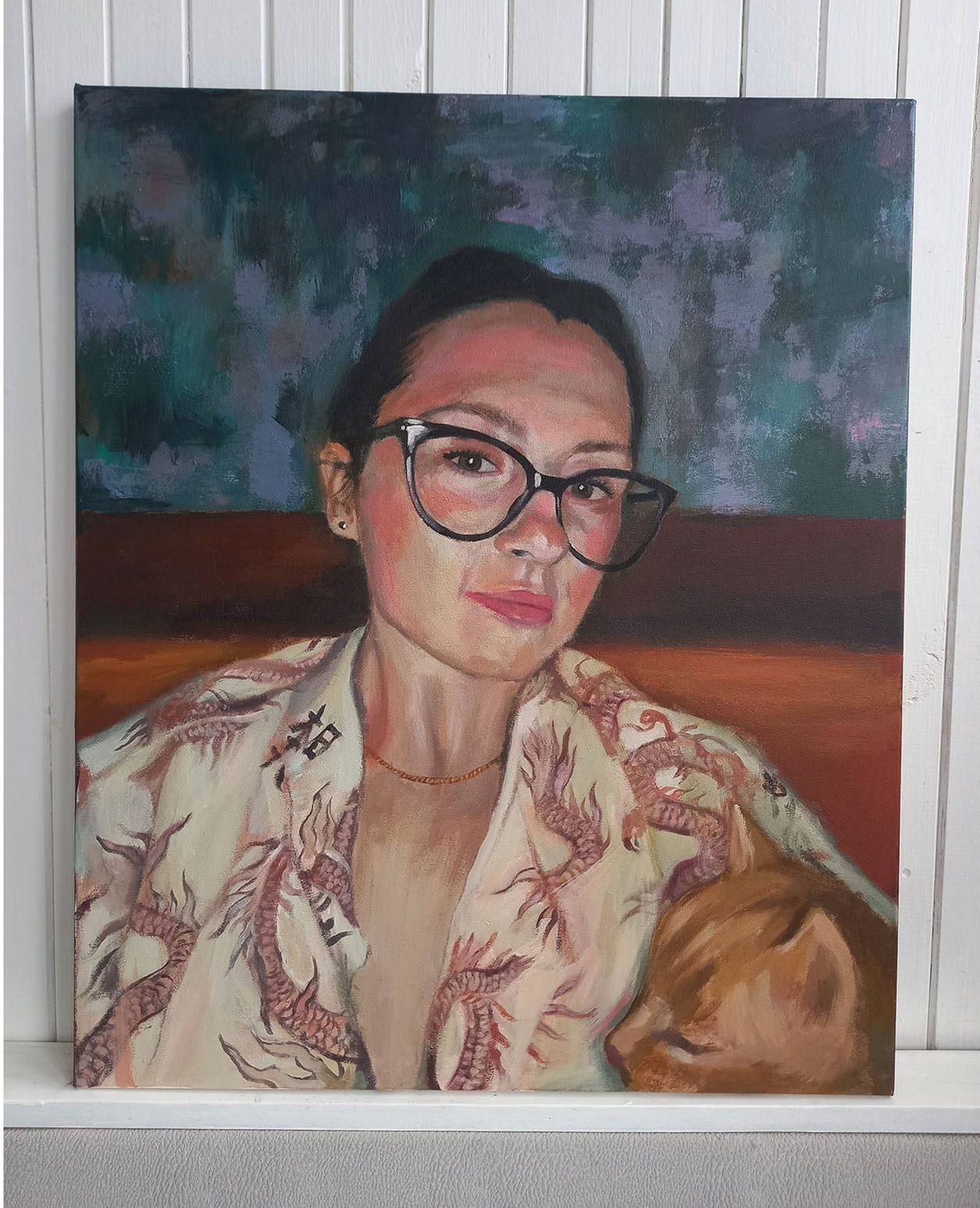 Художественный портрет акрилом на холсте, выполненный по фотографии заказчика с сохранением индивидуальных черт и эмоций.
Материалы: Акриловые краски, холст размером 50 на 60 см, кисти различной жёсткости.