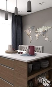 Карта мира из камня на кухне