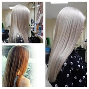 Окрашивание, через осветление в холодный блонд