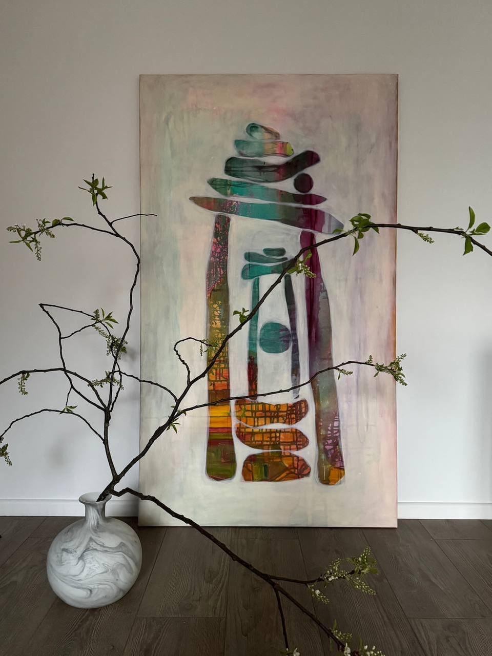 Картина про состояние и равновесие "Познать ДЗЕН". Материалы холст, акрил, 140х80см.