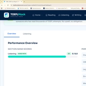 Снимок экрана моего компьютера во время урока по подготовке к экзамену TOEFL.
