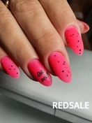 Выполнено: снятие покрытия, опил формы, комбинированный маникюр, покрытие цветной базой. Время работы 1:50