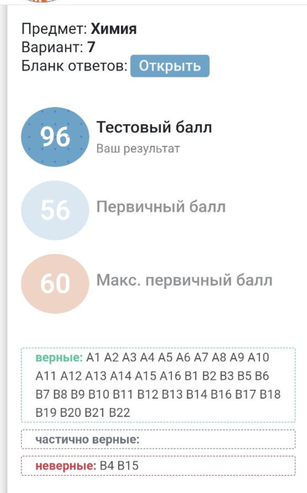 Подготовка к центральному тестированию по химии за 1 год в 2025 году по химии, результат 96 баллов.