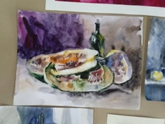 Быстрый этюд натюрморта в технике акварель