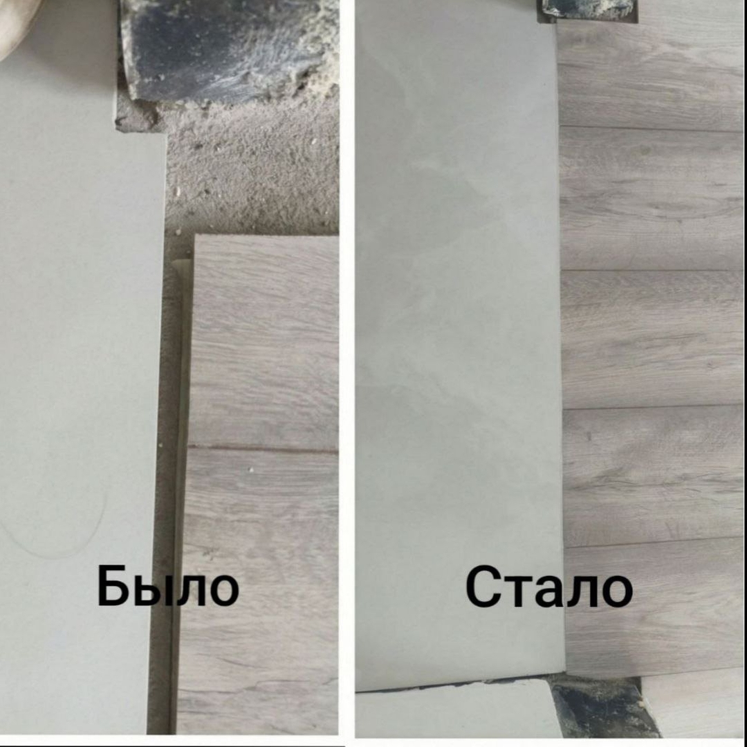 Произведён ремонт напольного ламинированного покрытия — аккуратная замена повреждённой доски, восстановление целостности пола.