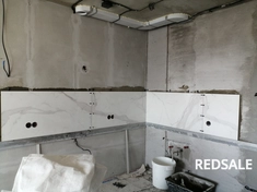 Рабочая зона на кухне, плитка 120/60 керамогранит.