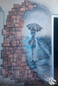 Роспись стены «Девушка с зонтом»