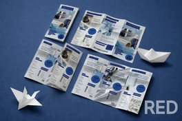 Дизайн брошур для европейского производителя упаковочных материалов выполнен в современном стиле с акцентом на синие и белые оттенки. Использованы качественные фотографии продукции, чёткая типографика и лаконичная вёрстка.