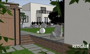 3D-эскиз ландшафта с постройками выполнен в программе SketchUp.