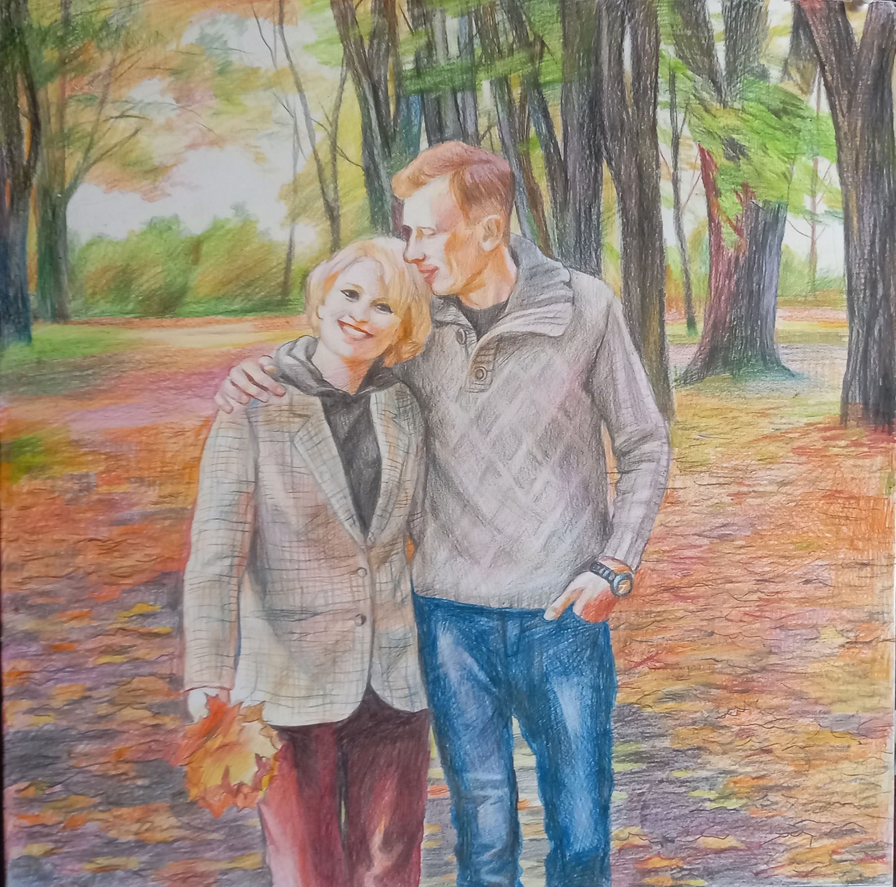 А2 формат, цветные  карандаши по бумаге, такая техника создаёт воздушность и легкость в картине.