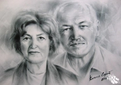 Портрет пожилой пары (бумага, сухая кисть)