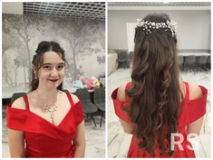 Праздничная укладка с локонами на длинных волосах.