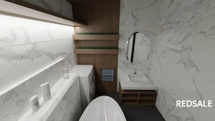 3D-визуализация интерьера создана в программе Blender 3.0.  Задействованы сложные 3D-текстуры и этлементы.