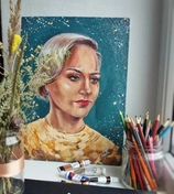 Портрет акрилом на холсте.  