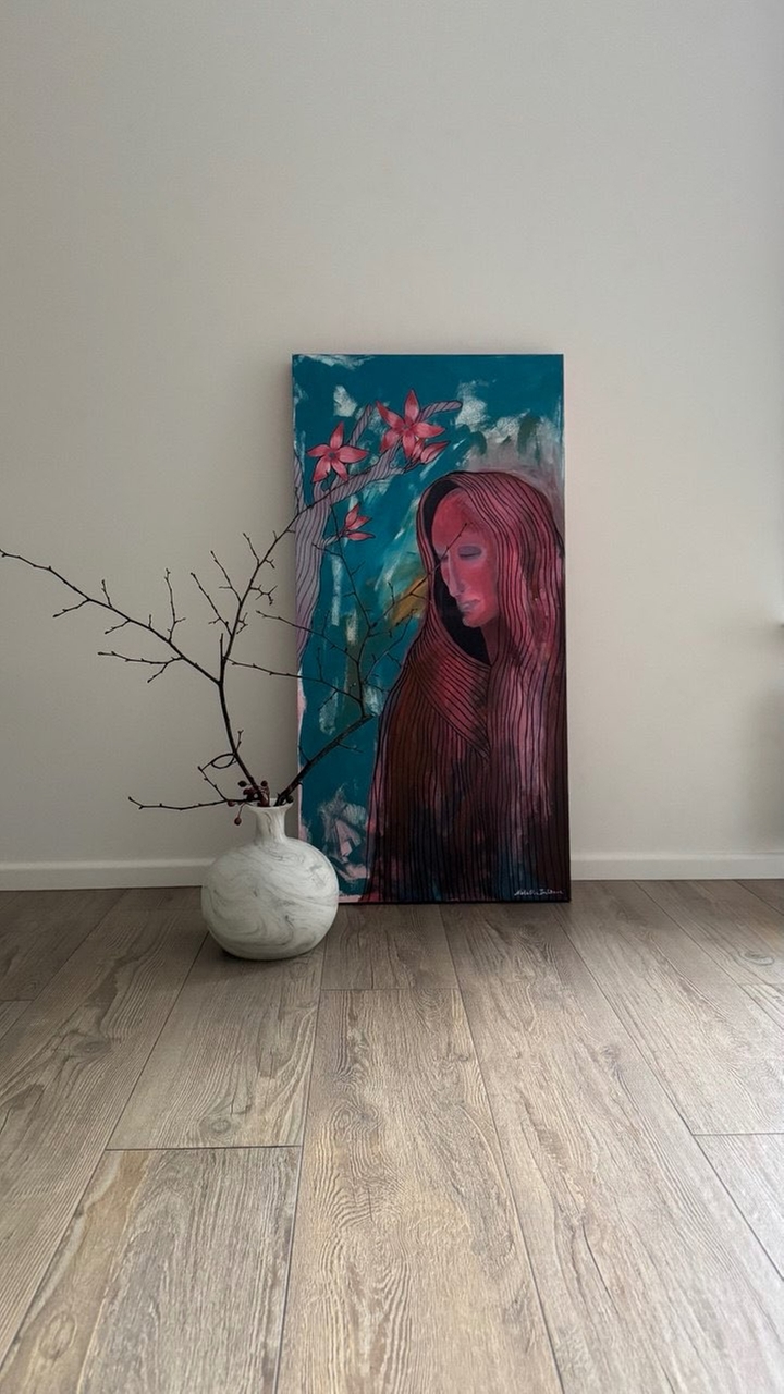 Картина "Жрица" на холсте, акрилом, 100х50см.