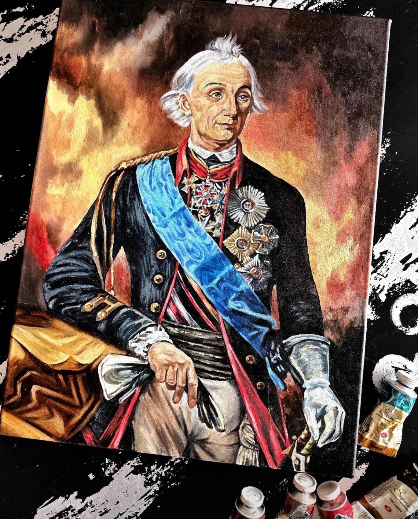 Портрет маслом на холсте исторической личности (Суворов), 50*40см.