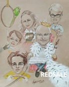 Шарж на юбилей, 50х60 см, пастель, карандаши.