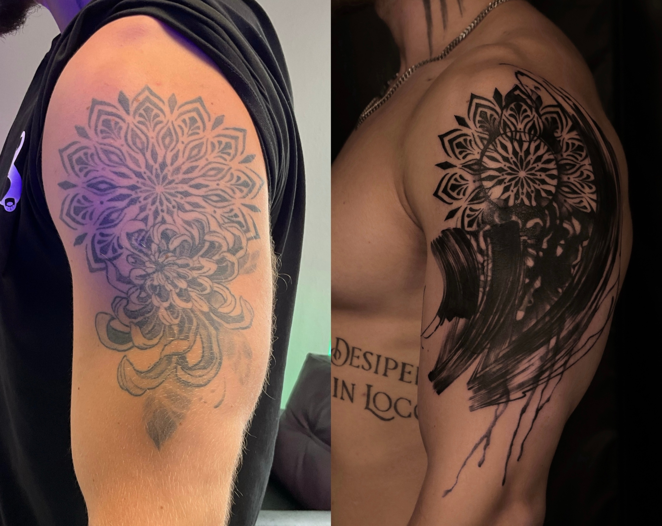 Обновление старой татуировки, работа выполнена за 6ч, краска Pantera и world famous, иглы wjx.