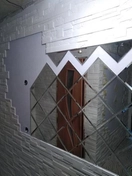 Декоративный камень из гипса, вклейка зеркал,  декоративка под окраску внутри. 
