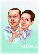 Стилизованный портрет пары по фото. Отрисовано на графическом планшете в Photoshop. В течении 4х дней.