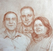 Бумага, цветной карандаш. Семейный портрет.