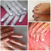 Покрытие гель-лаком, дизайн ногтей стразами