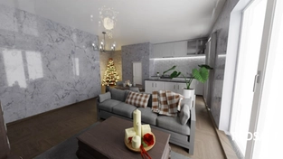 3D-визуализация интерьера создана в программе Blender 3.0.  Задействованы сложные 3D-текстуры и этлементы.