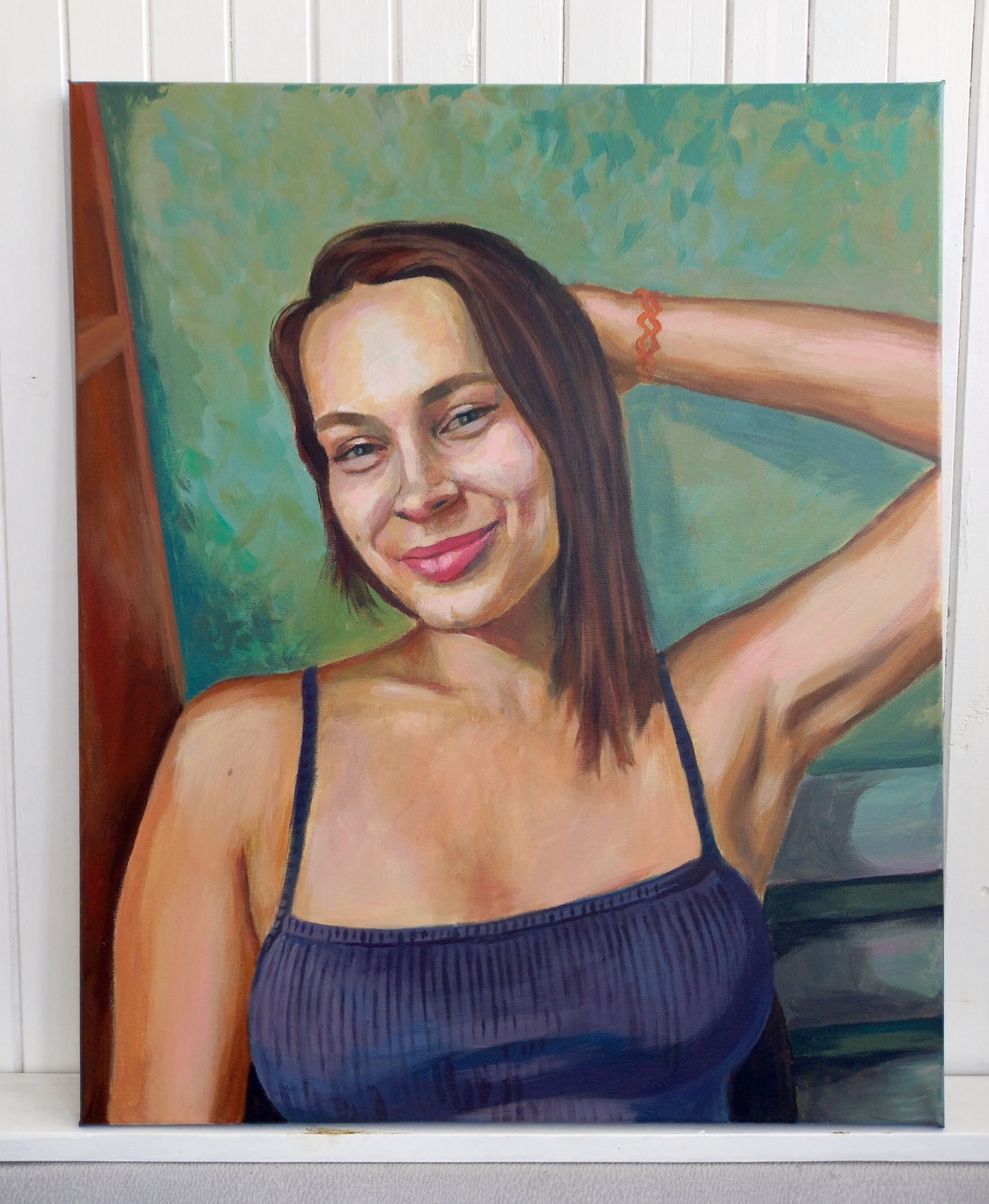 Портрет акрилом по холсту, размер 50 на 60.