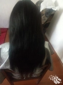 Наращивание волос чёрными прядями
