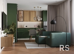 Визуализация кухни-гостинной. 3dsMax +Corona.