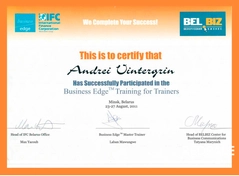 Сертификат: Business Edge Training for trainers
