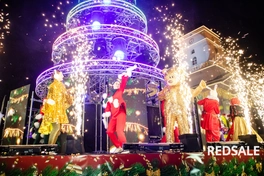 На снимке из серии концерта запечатлена новогодняя выступление артистов. Для захвата момента использовались естественное освещение и высококачественная камера. Каждый кадр передает праздничное настроение и энергию выступающих.