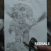 Для примера. Набросок от руки "Ересь Хоруса" по вселенной грим дарка warhammer.