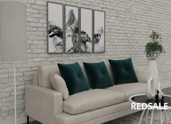 3D визуализация стильной гостиной комнаты.