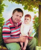 Портрет дедушки и внучки по фотографии