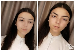 Окрашивание бровей тёмной краской 