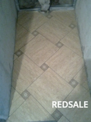 Плитка со вставками,керамогранит, санузел,подрезка болгаркой,фуговка.