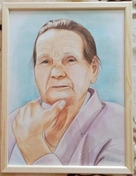 Портрет бабушки (цветные карандаши и акварель)