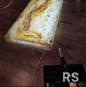 Для интерьера изготовил уникальный светильник из натурального камня с системой подсветки.