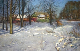 Картины выполнена маслом. 
Зимняя сказка.