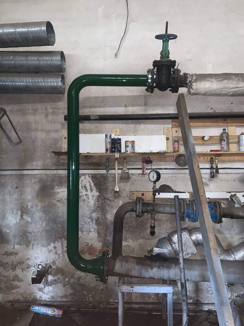 Переварка старой трубы ХВ с заменой 108 фланца.