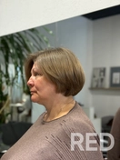 Окрашивание волос с сединой и стрижка. Стоимость данной работы 210 р.