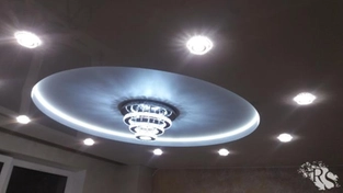 Двухуровневый натяжной потолок с led подсветкой