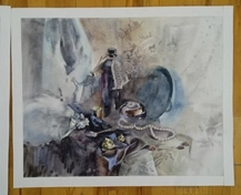 Тематический натюрморт в технике акварель